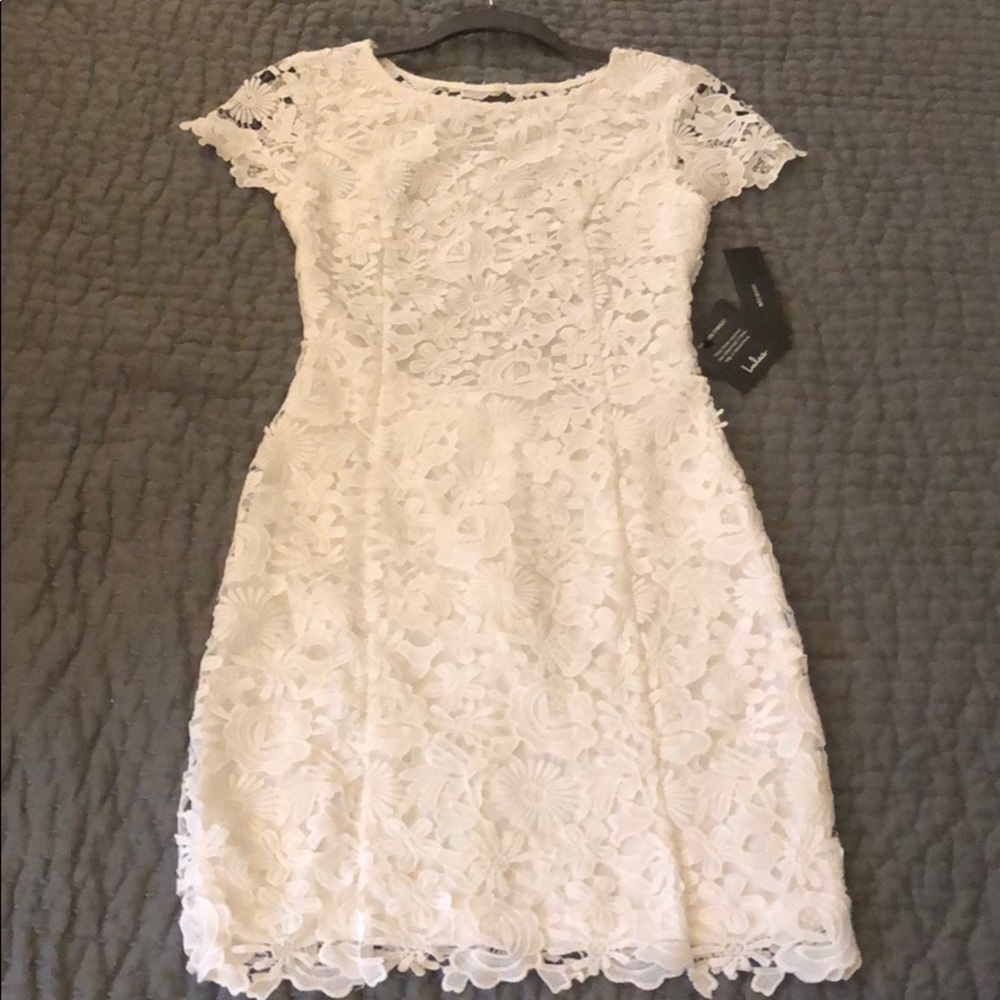 Lulus White Lace Keyhole Backless Dress - size S